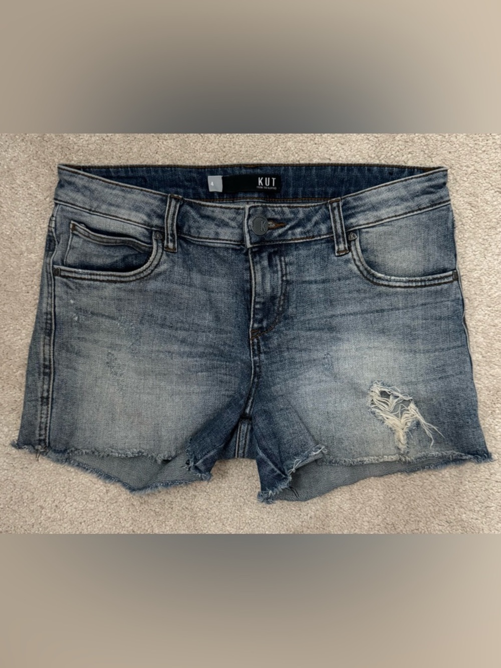 Kut from the Kloth Distressed Blue Denim Shorts